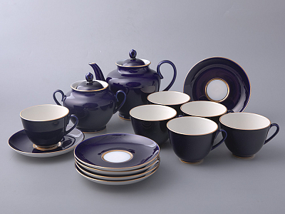 Сервиз чайный 14 предметов на 6 персон, форма Весенняя, рисунок Ночка, арт 81.11164.04.1