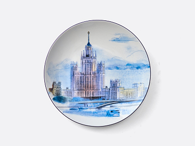 Тарелка декоративная 195 мм, форма Эллипс, рисунок Сталинская Москва, арт. 80.09159.00.1