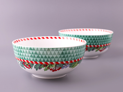 Набор салатников 2шт 190 мм, форма Восточная, рисунок Зимняя история арт. 81.11372.00.1