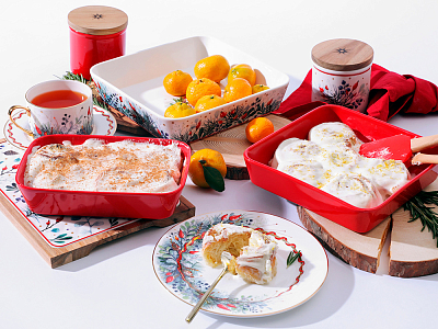 Набор для запекания с деревянной крышкой (2 предм. прямоуг.) форма Стандартная рисунок Календа арт. 42.00042.00.1