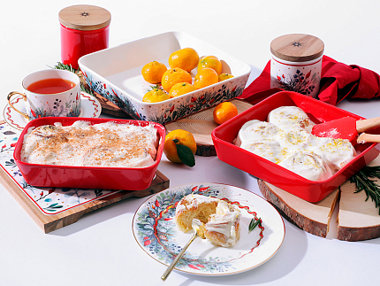 Набор для запекания с деревянной крышкой (2 предм. прямоуг.) форма Стандартная рисунок Календа арт. 42.00042.00.1