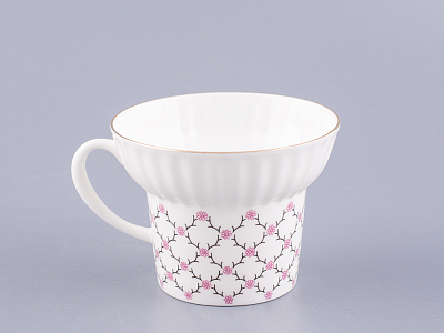 Чашка с блюдцем кофейная 155 мл.,  форма Волна, рисунок Розовая сетка арт. 81.14621.00.1