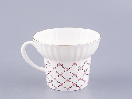 Чашка с блюдцем кофейная 155 мл.,  форма Волна, рисунок Розовая сетка арт. 81.14621.00.1