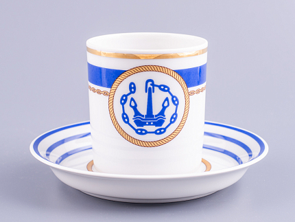 Чашка с блюдцем чайная 220 мл форма Гербовая рисунок Кают-компания № 1 арт. 81.24030.00.1