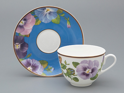 Чашка с блюдцем чайная форма Весенняя 2 рисунок Виола 2, арт. 81.34139.00.1