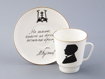 Чашка с блюдцем 165 мл форма Майская рисунок Русские писатели Булгаков, арт. 81.33387.00.1