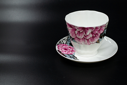 Чашка с блюдцем Серая Роза, на форме Гвоздика, арт 61.20990.00.1