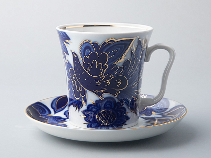 Бокал с блюдцем форма Ленинградский рисунок Птицы 360 мл арт. 81.10493.00.1