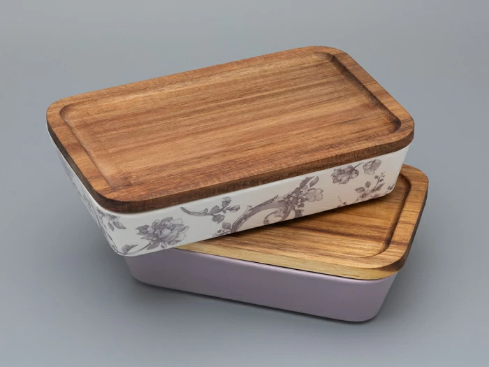 Набор для запекания с деревянной крышкой (2 предмета) форма Стандартная, рисунок Monplaisir Violet,в упаковке арт 42.00058.00.1, 