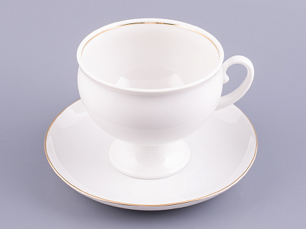 Чашка с блюдцем чайная 360 мл форма Классическая рисунок Золотой кантик арт. 81.15302.00.1