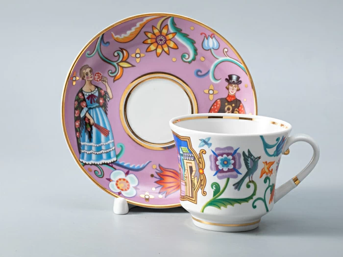 Чашка с блюдцем чайная 220 мл форма Банкетная рисунок Чудоград. Конфеты-бараночки арт. 81.29157.00.1, 