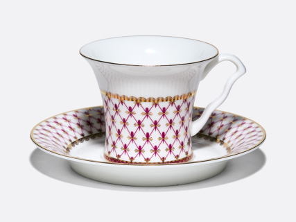 Чашка с блюдцем чайная 260 мл, форма Юлиана, рисунок Сетка-Блюз 2, арт. 81.10802.00.1, 