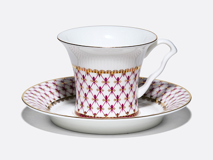 Чашка с блюдцем чайная 260 мл, форма Юлиана, рисунок Сетка-Блюз 2, арт. 81.10802.00.1
