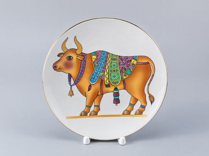 Тарелка декоративная 195 форма Эллипс рисунок Восточный сувенир. Бык, арт. 80.99931.00.1, 