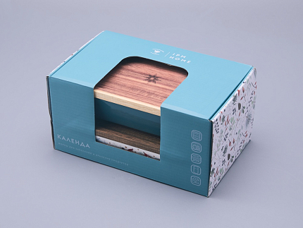 Набор для запекания с деревянной крышкой (2 предмета), в подарочной упаковке, форма Стандартная, рисунок Календа, арт 42.00073.00.1