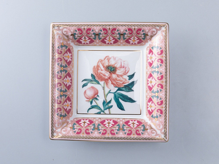 Подставка для мелочей в подарочной упаковке, форма Квадратная, рисунок Дивный Пион, арт 81.34212.00.1