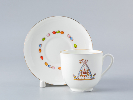 Чашка с блюдцем кофейная 180 мл.,  форма Ландыш, рисунок Пасха и Кулич арт. 81.23095.00.1, 