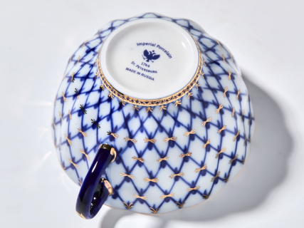 Чашка с блюдцем чайная 250 мл форма Тюльпан рисунок Кобальтовая сетка арт. 81.10105.00.1, 