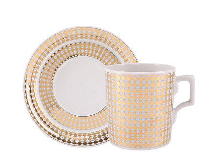 Чашка с блюдцем чайная форма Гербовая рисунок Зазеркалье. Ромбы, арт. 81.27711.00.1