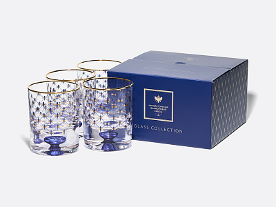 Набор из 4-х стаканов для виски 220 мл Кобальтовая сетка арт. 14.11003.07