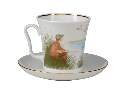 Бокал с блюдцем 360 мл форма Ленинградский рисунок Утки пролетели арт. 81.25813.00.1