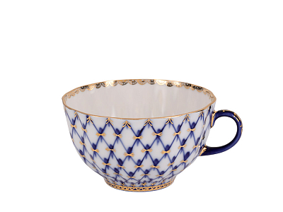 Трехпредметный комплект чайный форма Тюльпан рисунок Кобальтовая сетка арт. 81.10103.90.1