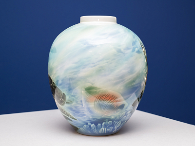 Ваза рисунок Подводный мир, форма Круглая, арт 80.41267.00.1