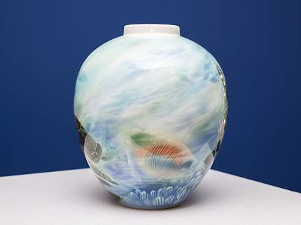 Ваза рисунок Подводный мир, форма Круглая, арт 80.41267.00.1