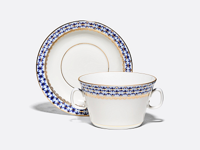 Чашка с блюдцем для бульона Молодежная Кобальтовая сетка арт. 81.13919.00.1