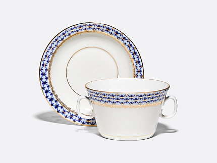 Чашка с блюдцем для бульона Молодежная Кобальтовая сетка арт. 81.13919.00.1