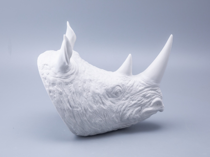 Скульптура форма Носорог голова, Белый бисквит, арт 82.49078.00.1, 