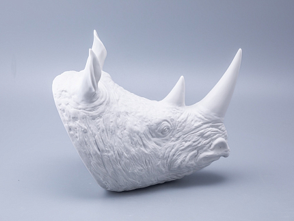 Скульптура форма Носорог голова, Белый бисквит, арт 82.49078.00.1