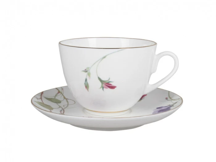 Чашка с блюдцем форма Весенняя 2 рисунок Цветущий горошек арт., 