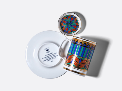 Бокал с блюдцем и крышкой 390 мл в подарочной упаковке, форма Топ, рисунок Готический 10, арт. 81.34169.00.1, 