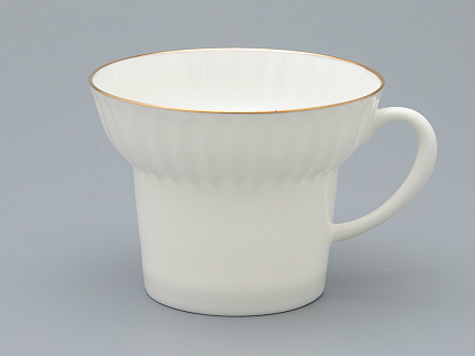 Трехпредметный комплект чайный 155 мл форма Волна рисунок Золотой кантик арт. 81.13550.00.1