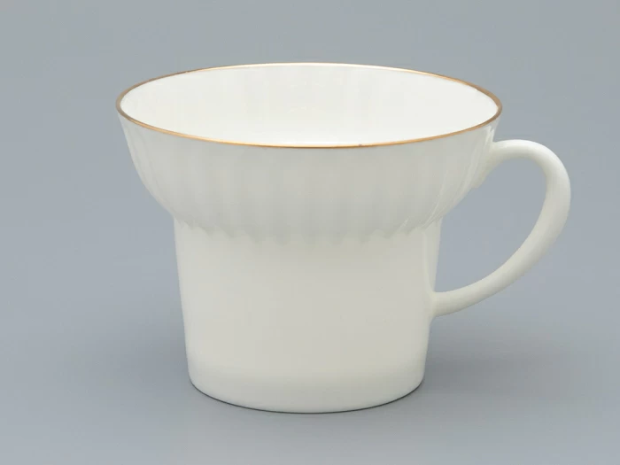 Трехпредметный комплект чайный 155 мл форма Волна рисунок Золотой кантик арт. 81.13550.00.1, 