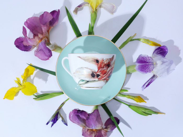 Чашка с блюдцем L’Art des Fleurs (Искусство цветов) в подарочной упаковке, форма Весенняя 2, рисунок Тигровый ирис, арт 81.33404.00.1, 