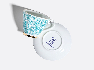 Чашка с блюдцем чайная 200 мл форма Гвоздика рисунок Лето Зеленое арт. 81.20071.00.1