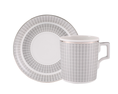 Чашка с блюдцем чайная форма Гербовая рисунок Зазеркалье. Полосы ( мет.), арт. 81.27712.00.1, 