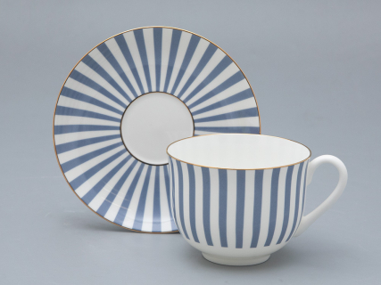 Чашка с блюдцем чайная форма Ландыш рисунок Да и нет Серый, арт. 81.32281.00.1, 