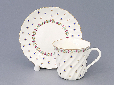 Чашка с блюдцем кофейная 155 мл.,  форма Витая, рисунок Голубые ягодки арт. 81.13975.00.1