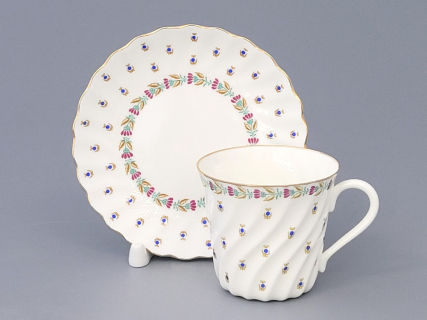 Чашка с блюдцем кофейная 155 мл.,  форма Витая, рисунок Голубые ягодки арт. 81.13975.00.1, 