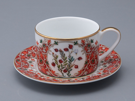 Чашка с блюдцем 250 мл в подарочной упаковке форма Соло рисунок Клюква заповедная, арт. 81.34280.00.1