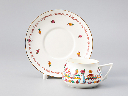 Чашка с блюдцем кофейная 180  мл.,  форма Билибина 1,  рисунок Кулич-город арт. 81.16101.00.1