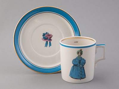 Чашка с блюдцем чайная 220 мл форма Гербовая рисунок Modes de Paris 1836 арт. 81.25417.00.1