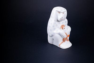 Скульптура Павиан с детенышем, Снежинки, арт 62.08841.00.1