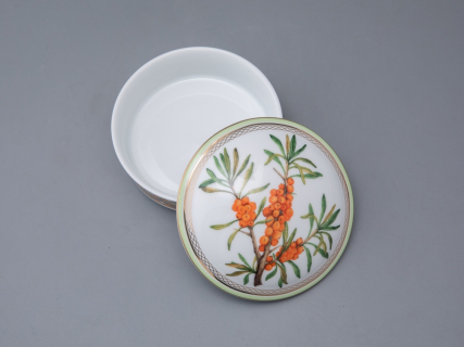 Туалетная коробочка в подарочной упаковке, форма Круглая, рисунок Облепиха сибирская, арт 81.33950.00.1, 