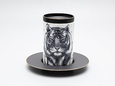 Бокал с блюдцем Тотем в подарочной упаковке, рисунок Тигр арт. 81.30082.00.1
