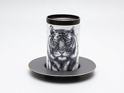 Бокал с блюдцем Тотем в подарочной упаковке, рисунок Тигр арт. 81.30082.00.1