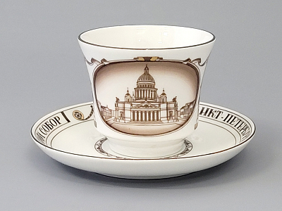 Чашка с блюдцем чайная 220 мл форма Банкетная рисунок Исаакиевский собор арт. 81.14849.00.1